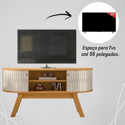 Rack Bancada 2 Portas Para Tv De 55 Polegadas Atlanta - Cinamomo Off White