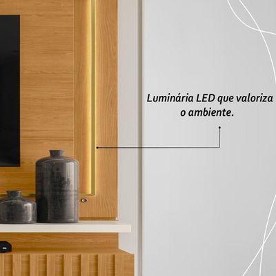 Painel Bancada Suspensa Com Led Tvs Até 75 Polegadas Gaia - Cinamomo Off White