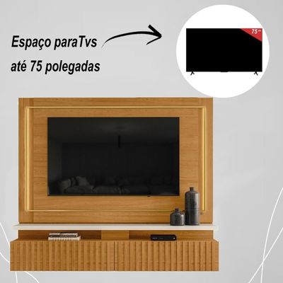 Painel Bancada Suspensa Com Led Tvs Até 75 Polegadas Gaia - Cinamomo Off White