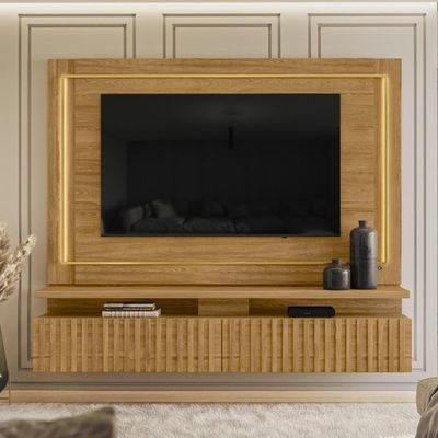 Painel Bancada Suspensa Com Led Tvs Até 75 Polegadas Gaia - Cumaru Cumaru