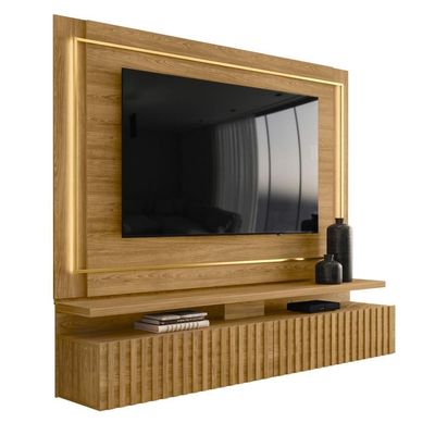 Painel Bancada Suspensa Com Led Tvs Até 75 Polegadas Gaia - Cumaru Cumaru