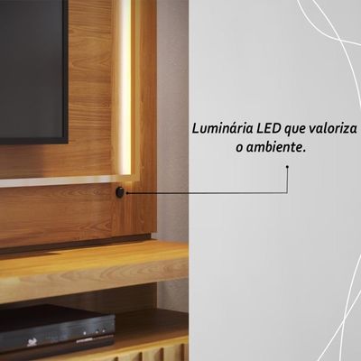 Painel Bancada Suspensa Com Led Tvs Até 75 Polegadas Gaia - Cumaru Cumaru