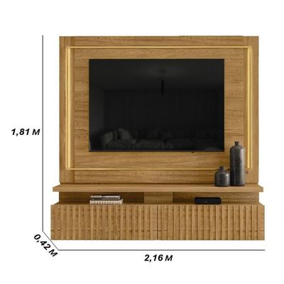 Painel Bancada Suspensa Com Led Tvs Até 75 Polegadas Gaia - Cumaru Cumaru