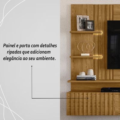 Painel Bancada Suspensa Com Led 3 Portas Atena - Cumaru Cumaru
