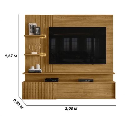 Painel Bancada Suspensa Com Led 3 Portas Atena - Cumaru Cumaru