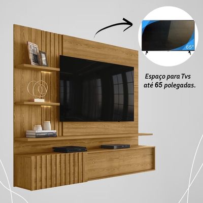 Painel Bancada Suspensa Com Led 3 Portas Atena - Cumaru Cumaru