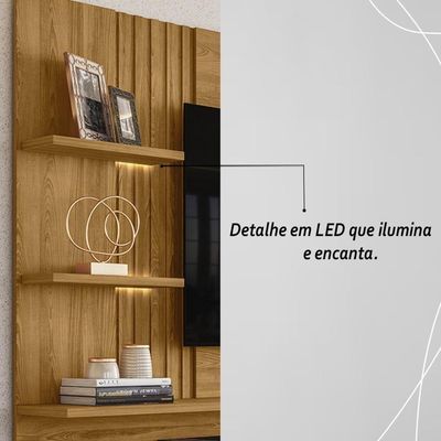 Painel Bancada Suspensa Com Led 3 Portas Atena - Cumaru Cumaru