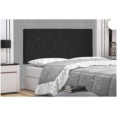 Cabeceira Painel Tânia Solteiro 90cm Suede Preto