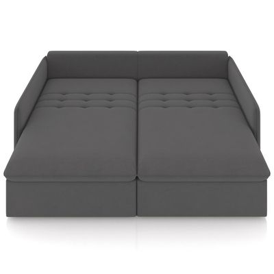 Sofá Cama Retrátil Para Sala de Estar 194cm Una K01 Veludo Cinza - Lyam Decor
