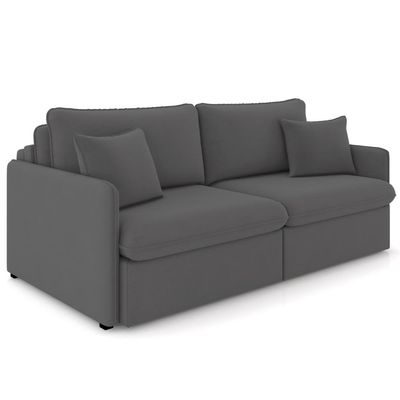 Sofá Cama Retrátil Para Sala de Estar 194cm Una K01 Veludo Cinza - Lyam Decor
