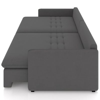 Sofá Cama Retrátil Para Sala de Estar 194cm Una K01 Veludo Cinza - Lyam Decor