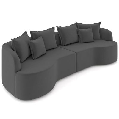 Sofá 3 Lugares Orgânico Sala De Estar Living 250cm Ekos K01 Veludo Cinza - Lyam Decor