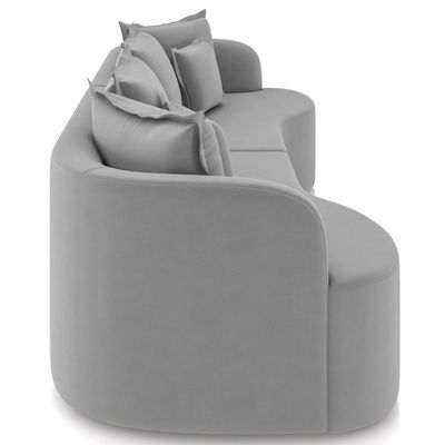 Sofá 3 Lugares Orgânico Sala De Estar Living 230cm Ekos K01 Veludo Cinza Claro - Lyam Decor