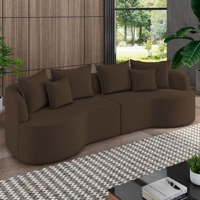 Sofá 4 Lugares Orgânico Sala De Estar Living 290cm Ekos K01 Veludo Marrom - Lyam Decor