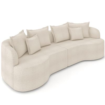 Sofá 4 Lugares Orgânico Sala De Estar Living 290cm Ekos K01 Bouclê Cru - Lyam Decor