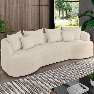 Sofá 4 Lugares Orgânico Sala De Estar Living 290cm Ekos K01 Bouclê Cru - Lyam Decor