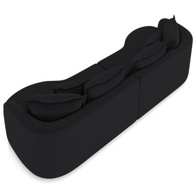 Sofá 4 Lugares Orgânico Sala De Estar Living 290cm Ekos K01 Veludo Preto - Lyam Decor