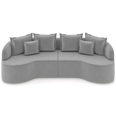 Sofá 4 Lugares Orgânico Sala De Estar Living 290cm Ekos K01 Veludo Cinza Claro - Lyam Decor