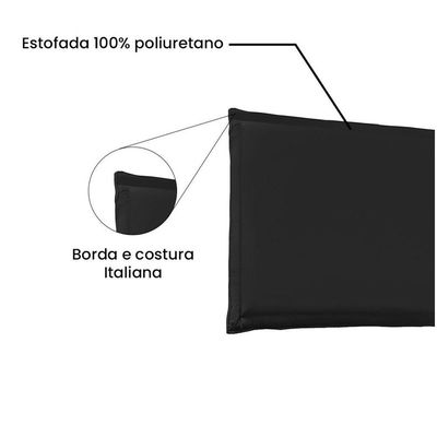 Cabeceira Painel Garden Solteiro 90cm Corino Preto