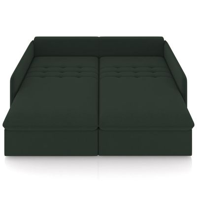 Sofá Cama Retrátil Para Sala de Estar 214cm Una K01 Veludo Verde Musgo - Lyam Decor