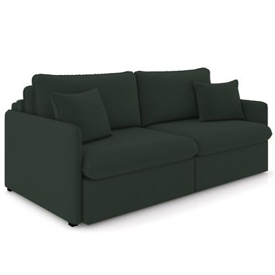 Sofá Cama Retrátil Para Sala de Estar 214cm Una K01 Veludo Verde Musgo - Lyam Decor