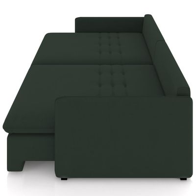 Sofá Cama Retrátil Para Sala de Estar 214cm Una K01 Veludo Verde Musgo - Lyam Decor