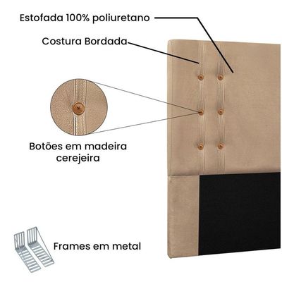 Cabeceira Gênova Para Cama Box Solteiro 90 Cm Suede - D'rossi Cor Bege