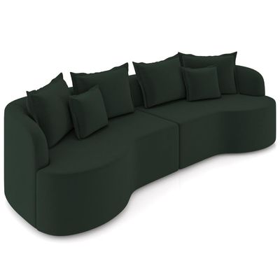 Sofá 3 Lugares Orgânico Sala De Estar Living 250cm Ekos K01 Veludo Verde - Lyam Decor