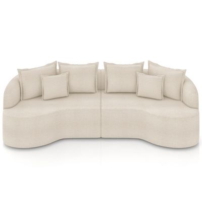 Sofá 3 Lugares Orgânico Sala De Estar Living 230cm Ekos K01 Bouclê Cru - Lyam Decor