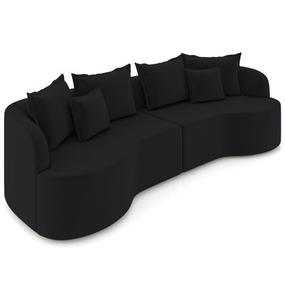 Sofá 3 Lugares Orgânico Sala De Estar Living 210cm Ekos K01 Veludo Preto - Lyam Decor