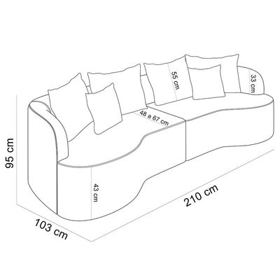 Sofá 3 Lugares Orgânico Sala De Estar Living 210cm Ekos K01 Veludo Preto - Lyam Decor