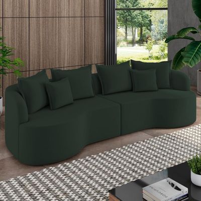 Sofá 4 Lugares Orgânico Sala De Estar Living 290cm Ekos K01 Veludo Verde - Lyam Decor