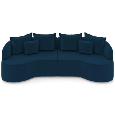 Sofá 3 Lugares Orgânico Sala De Estar Living 230cm Ekos K01 Veludo Azul Marinho - Lyam Decor