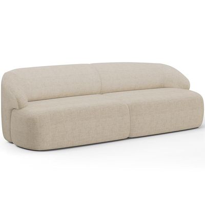 Sofá 4 Lugares Curvo Orgânico Para Sala Living 280cm Barolo L06 Linho Bege Escuro - Lyam Decor