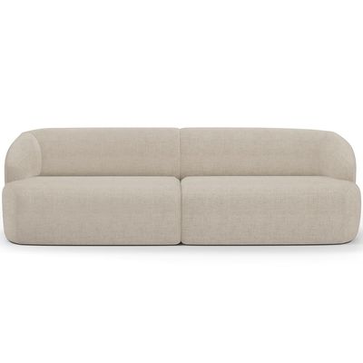 Sofá 4 Lugares Curvo Orgânico Para Sala Living 280cm Barolo L06 Linho Bege Escuro - Lyam Decor