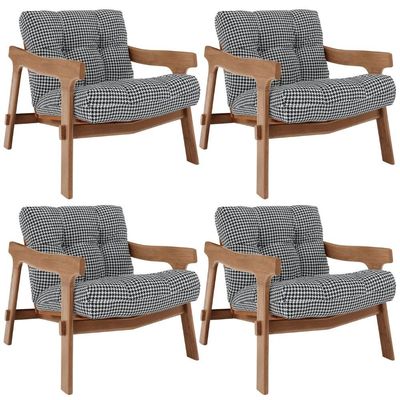 Kit 04 Poltronas Decorativa Fixa Para Sala Living Ikary L02 Canela Pied Poule - Lyam Decor