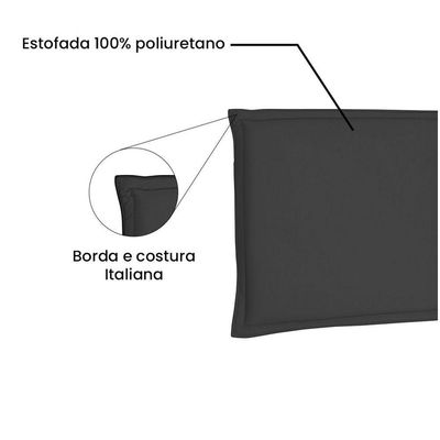 Cabeceira Painel Garden Solteiro 90cm Suede Preto