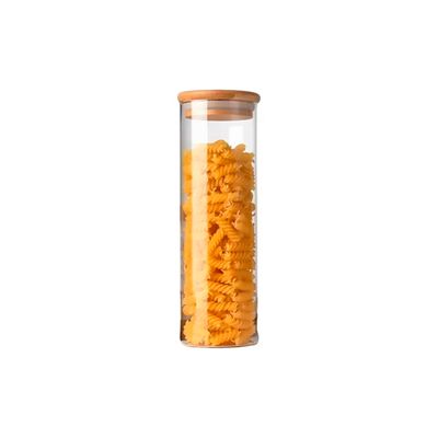 Kit 2 Potes de Vidro 2000ml Com Tampa de Madeira Bambu Porta Condimentos Hermético