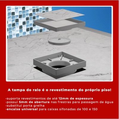 WE DROP - Ralo 10x10 Oculto Seca Piso/porcelanato Inteligente Branco