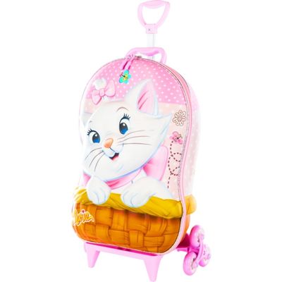 Mala Infantil Gatinha Marie 3D com Rodinhas - Rosa