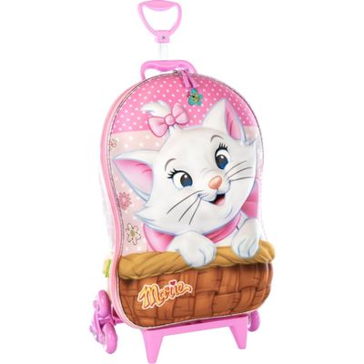 Mala Infantil Gatinha Marie 3D com Rodinhas - Rosa