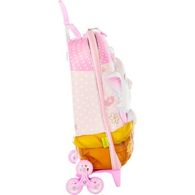Mala Infantil Gatinha Marie 3D com Rodinhas - Rosa