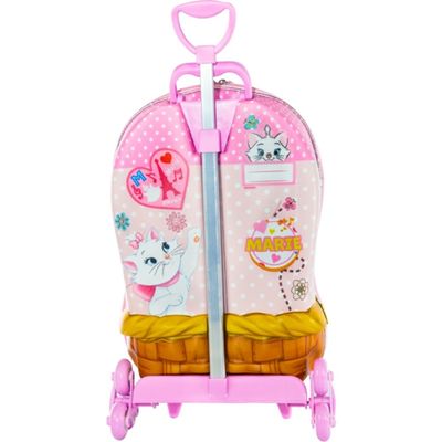 Mala Infantil Gatinha Marie 3D com Rodinhas - Rosa