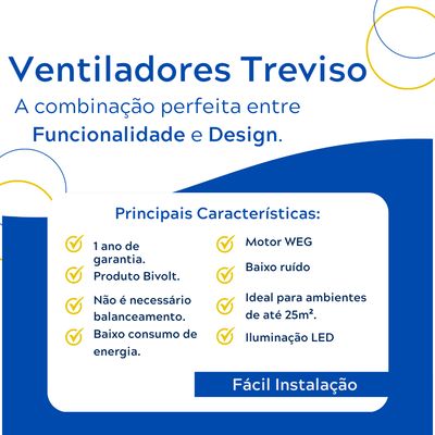 Ventilador de Teto Treviso Cromado Elegance LED Contr Remoto