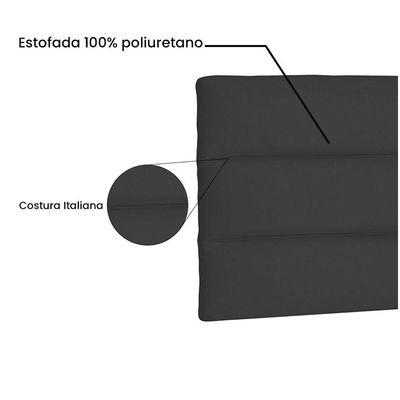 Cabeceira Painel La Italiana Solteiro 90cm Suede Preto