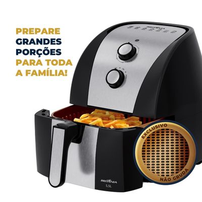 Fritadeira Elétrica Britânia BFR51 Gold 5,5L 1500W Air Flow Preto,Inox / 110