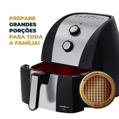 Fritadeira Elétrica Britânia BFR51 Gold 5,5L 1500W Air Flow Preto,Inox / 110