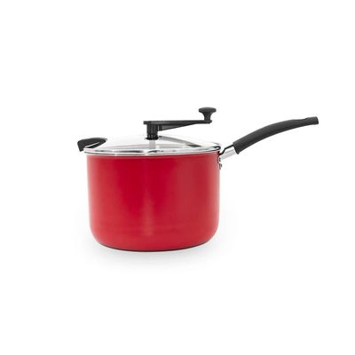 Pipoqueira Multiflon 20cm 4,3L Antiaderente com Tampa de Vidro Vermelha