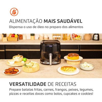 Fritadeira Air Fryer Mondial AF-50-DV Family Visor 5L 2000W Visor Frontal Digital Touch Preto Preto / 220