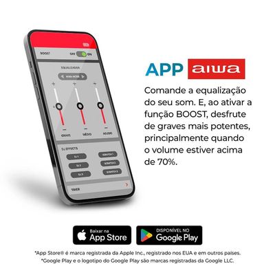 Caixa de Som Partybox Aiwa PB-07 com Bluetooth, Iluminação RGB, Entrada USB, Entrada para Cabo Auxiliar e Entrada para Micro SD - 100W RMS - Bivolt